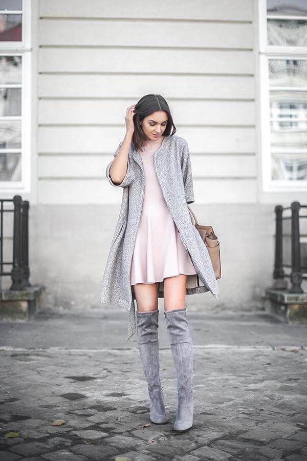 beige thigh high boots outfit