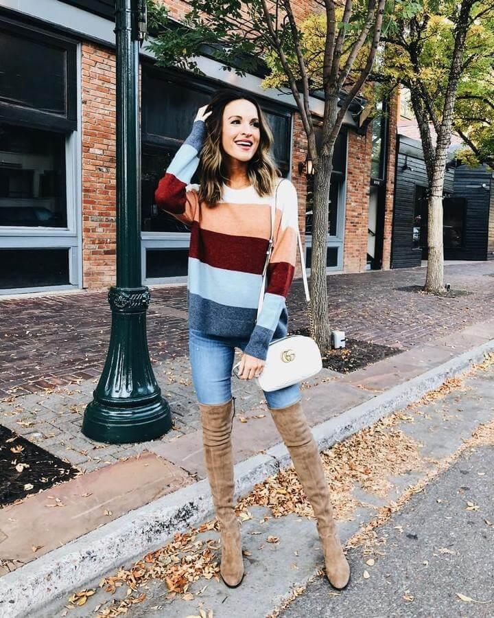 knee high boots jeans outfit