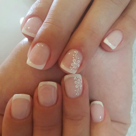 french tip nails with ring finger design